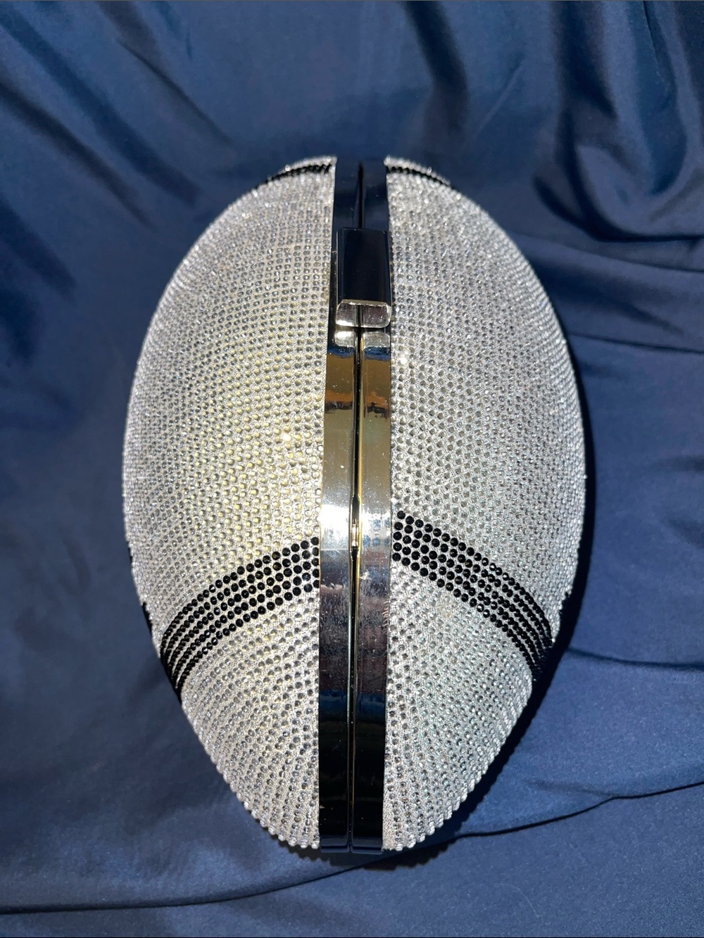 Crystal Football Clutch Wristlet - Silver & Black - Picture 4 of 6